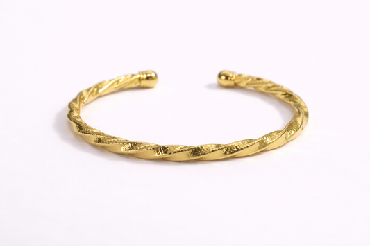 Textured Gold Open Bangle