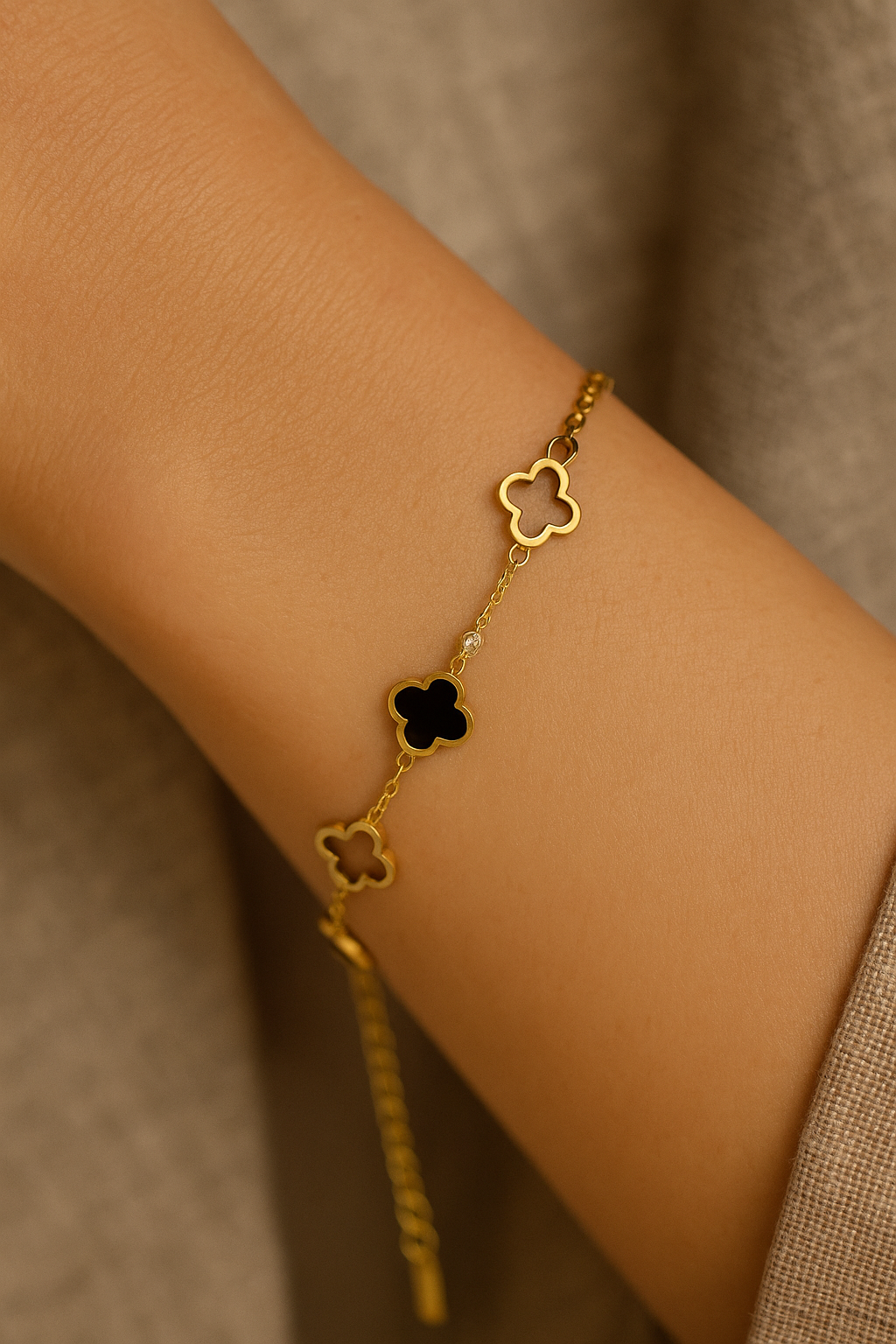 18K Gold-Plated Mixed Clover Charm Bracelet