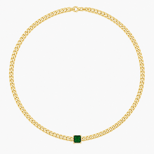 Emerald Glow Chain Necklace