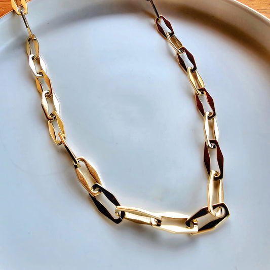 Stainless Steel Clip Paper Chain Necklace