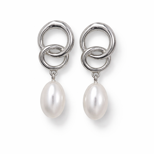 Linked Pearl Drop Earrings