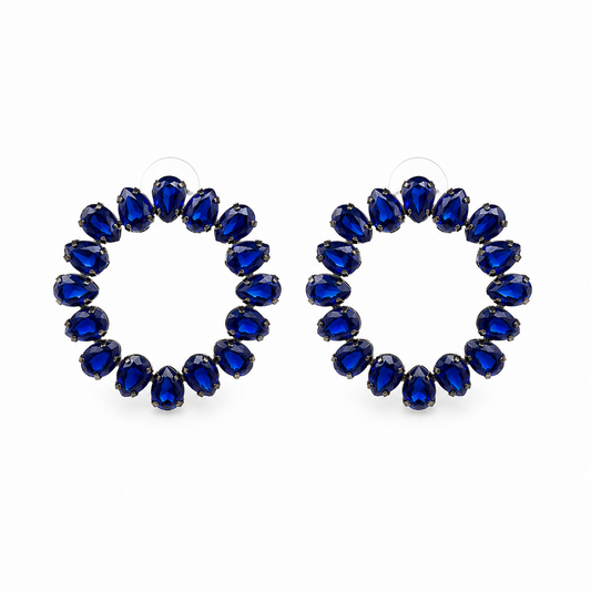 Royal Blue Halo Statement Earrings
