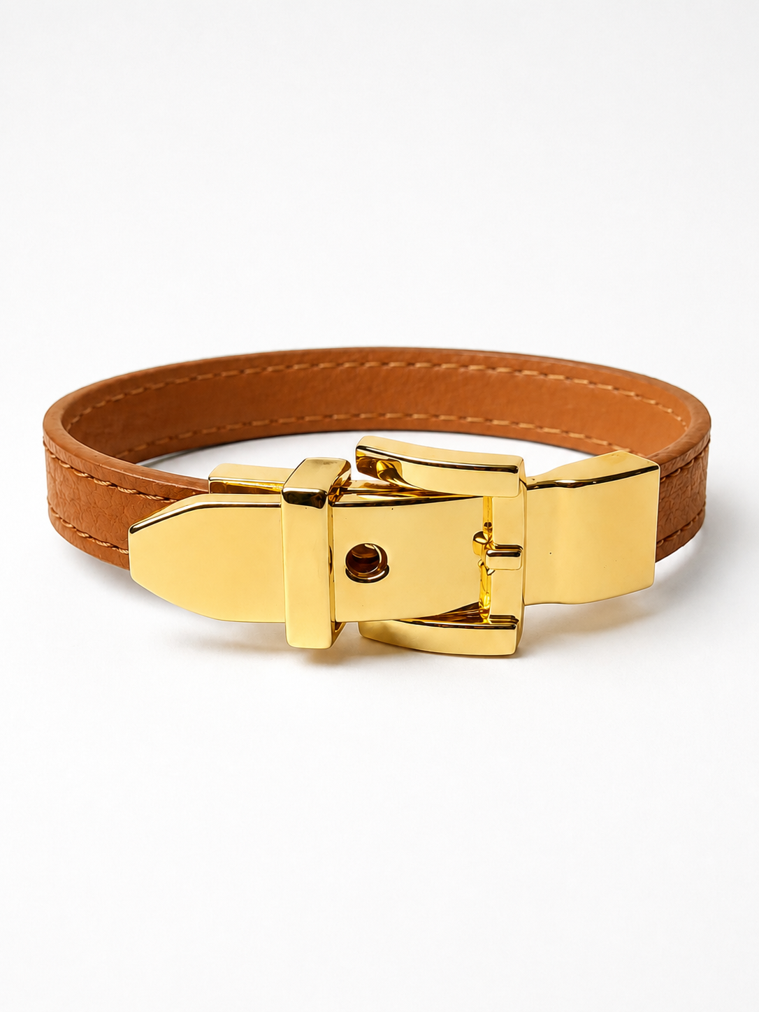 Camel Luxe Leather Buckle Bracelet