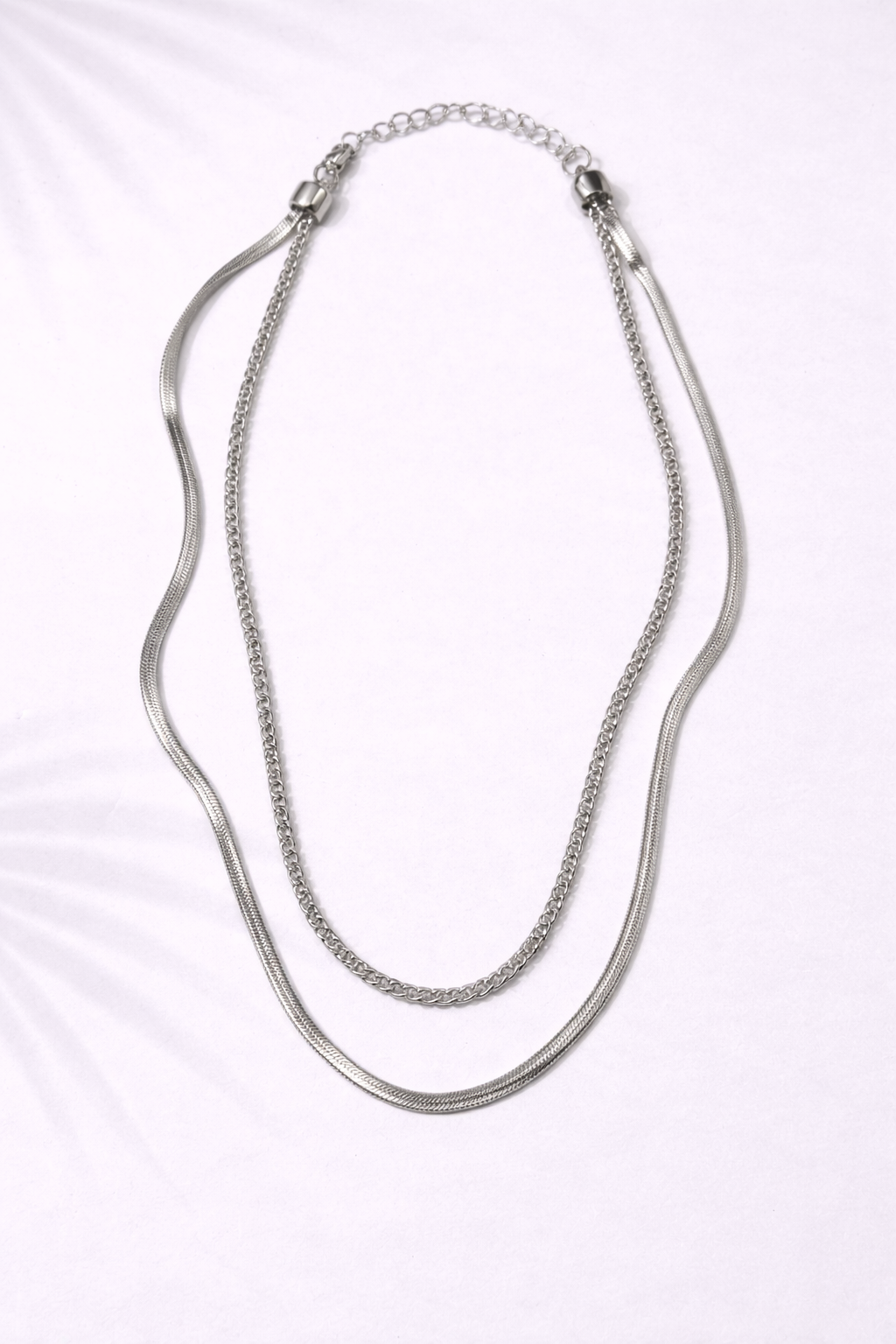 Double Layer Silver Elegance Necklace