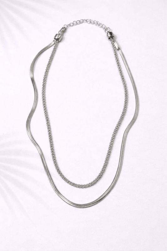 Double Layer Silver Elegance Necklace