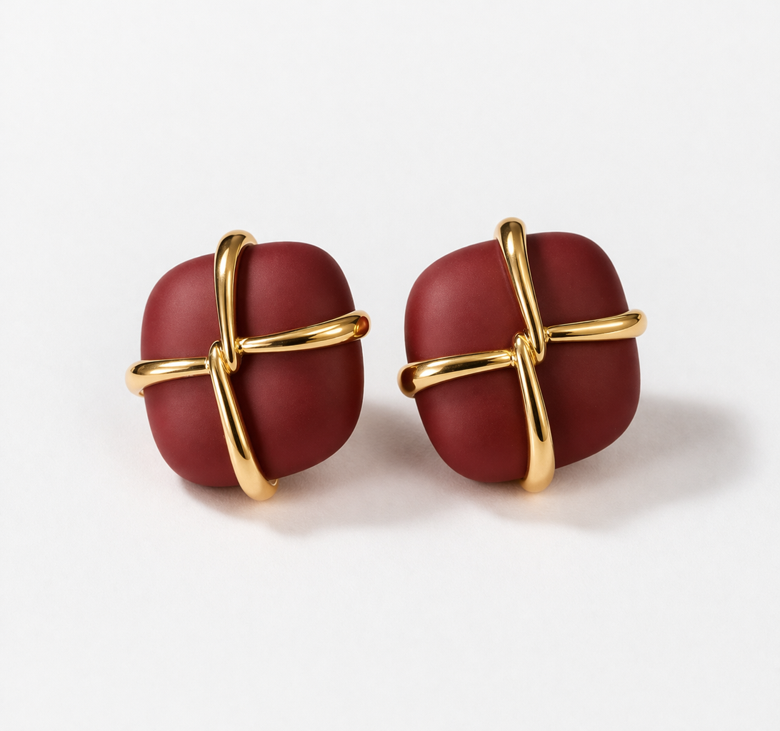Ruby Cross Statement Stud Earrings