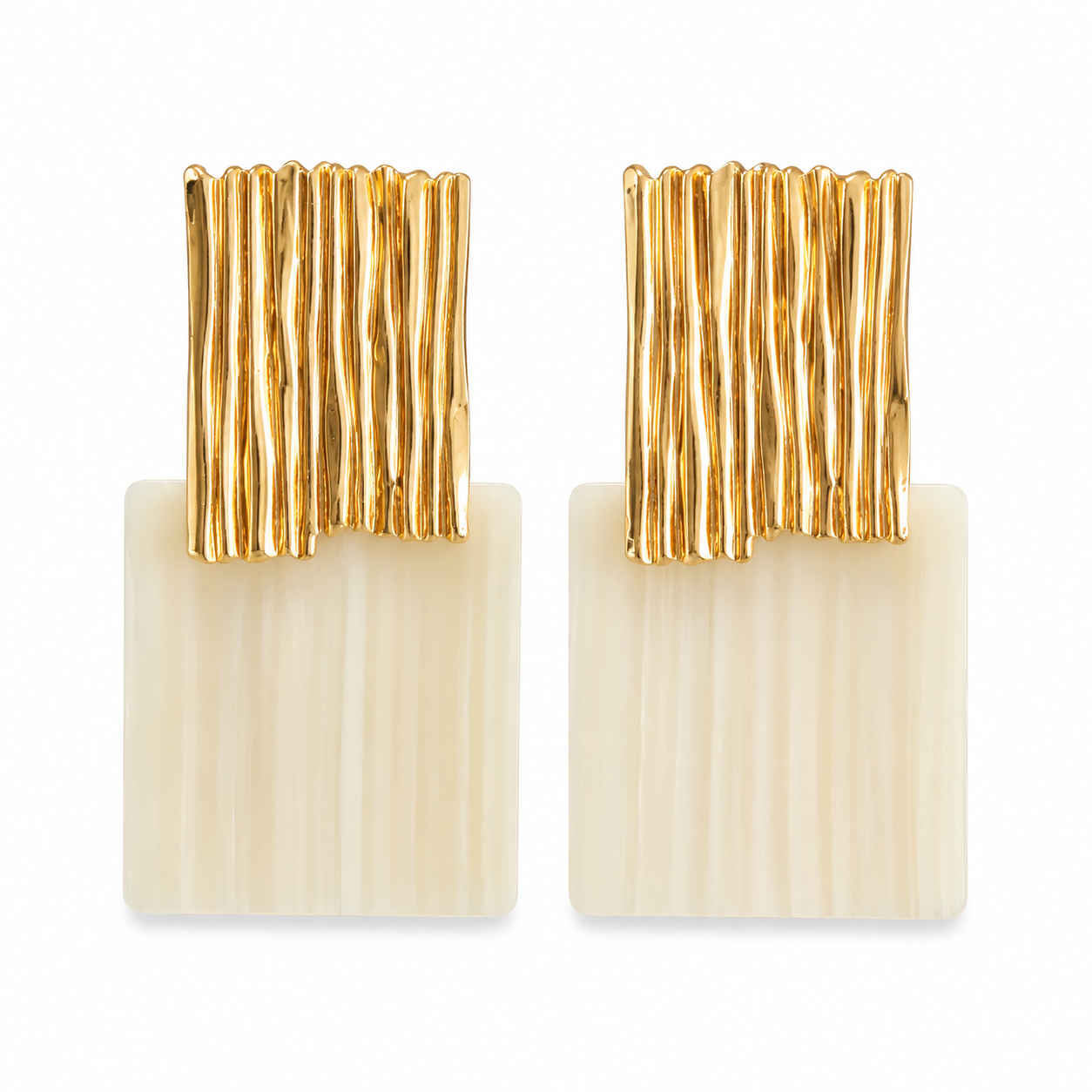 Ivory Marble Statement Earrings