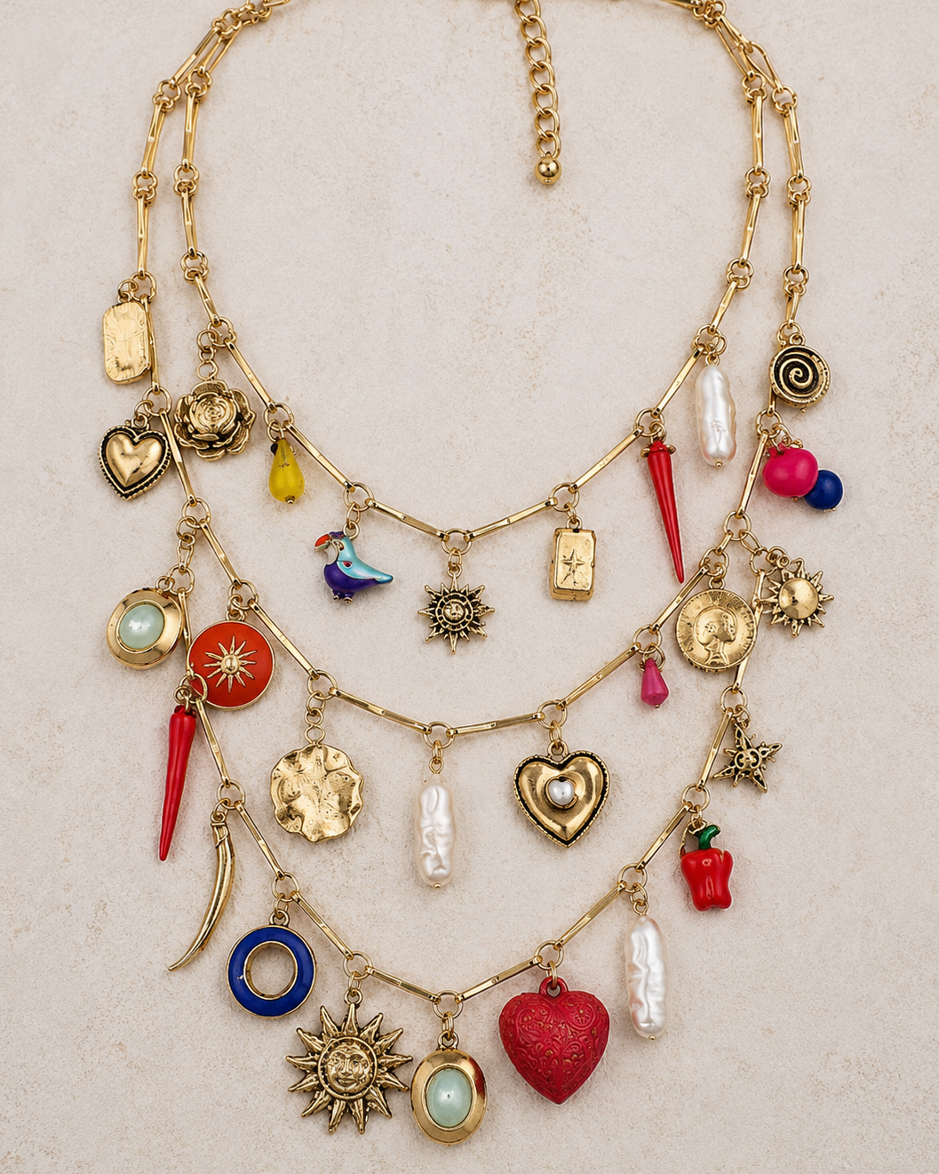 Mediterranean Charm Layered Necklace Set