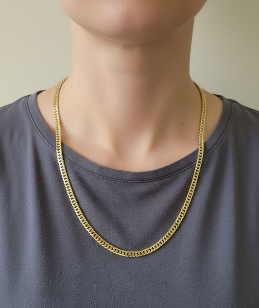 Medium-Width Gold Curb Chain Necklace