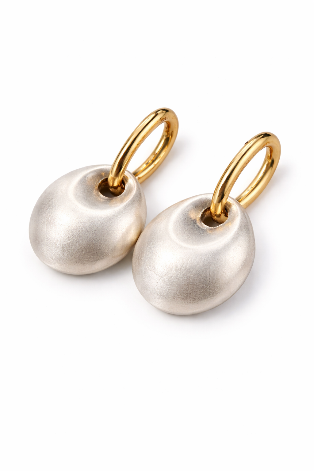 Dual Tone Orb Drop Earrings