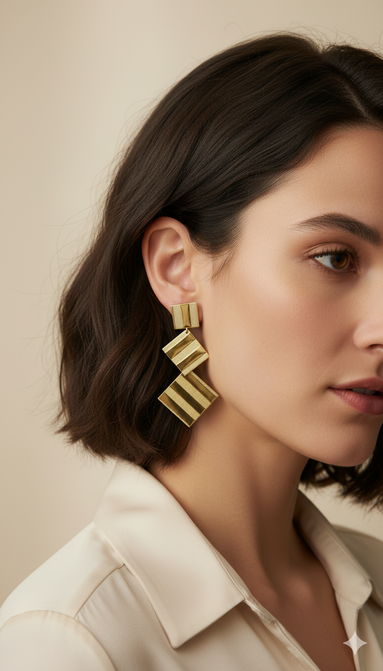 Tiered Geometric Drop Earrings