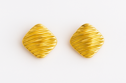 Gold Textured Geometric Stud Earrings