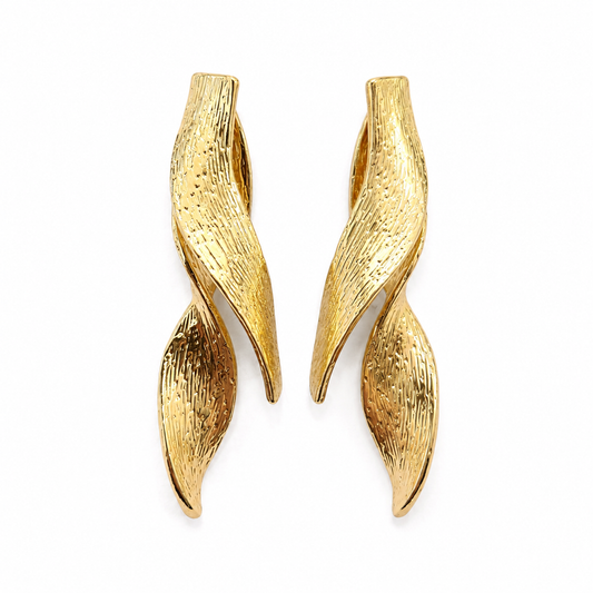 Sculpted Golden Twist Statement Earrings