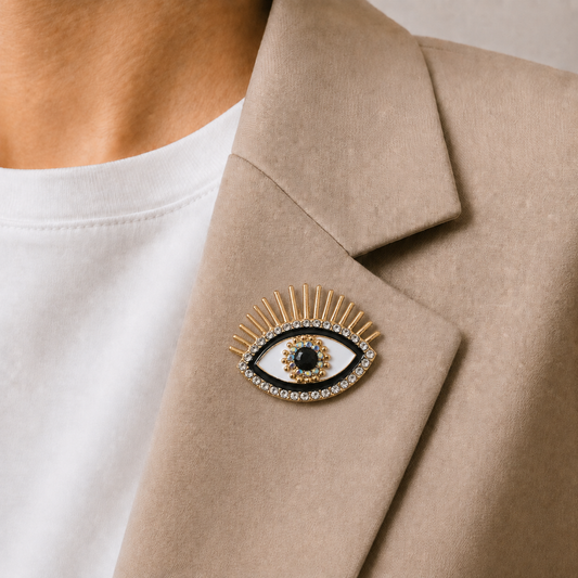 Crystal Evil Eye Statement Brooch