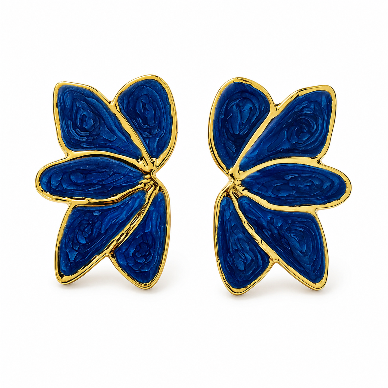 Blue Petal Statement Earrings