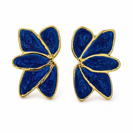 Blue Petal Statement Earrings