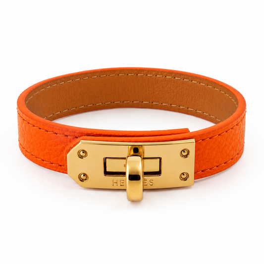 Sunset Orange Luxe Leather Bracelet