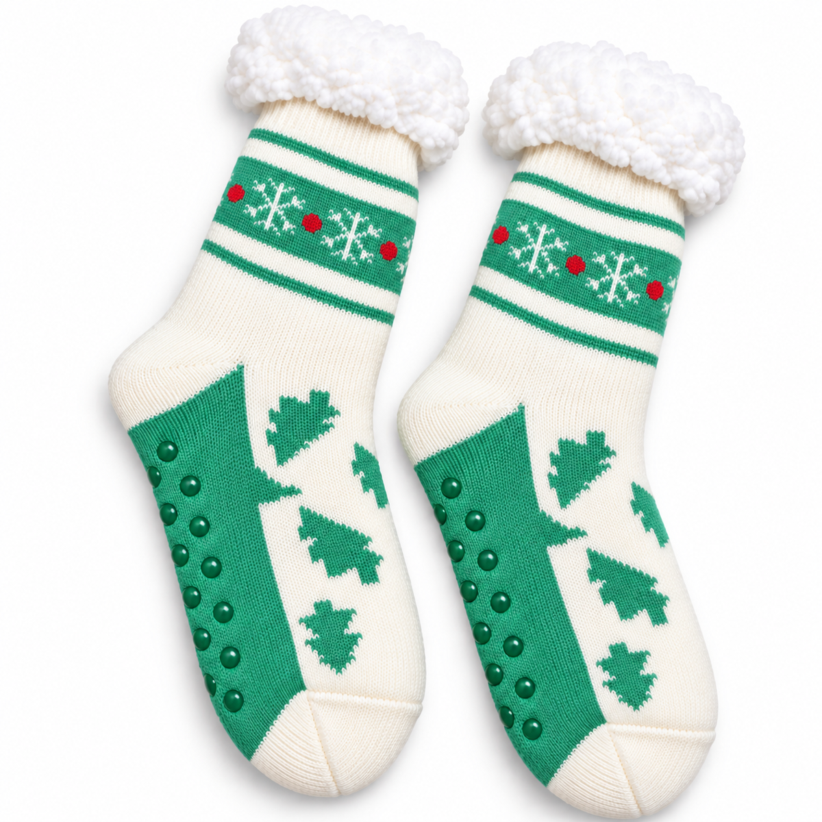 Winter Green Christmas Cozy Grip Socks 🎄🤍