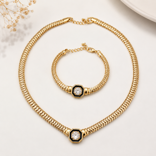 Luxe Crystal Mesh Necklace & Bracelet Set