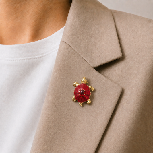 Ruby Turtle Brooch