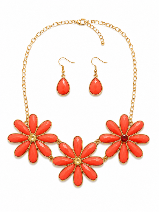 Coral Bloom Statement Necklace