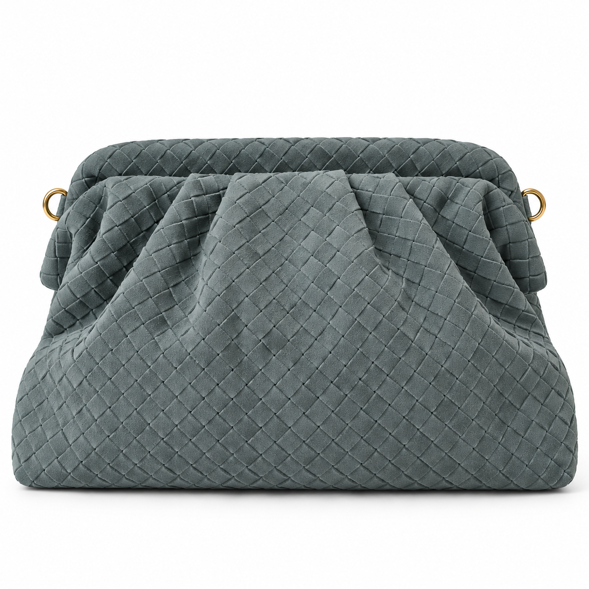 Woven Suede Shoulder Bag – Sage Grey