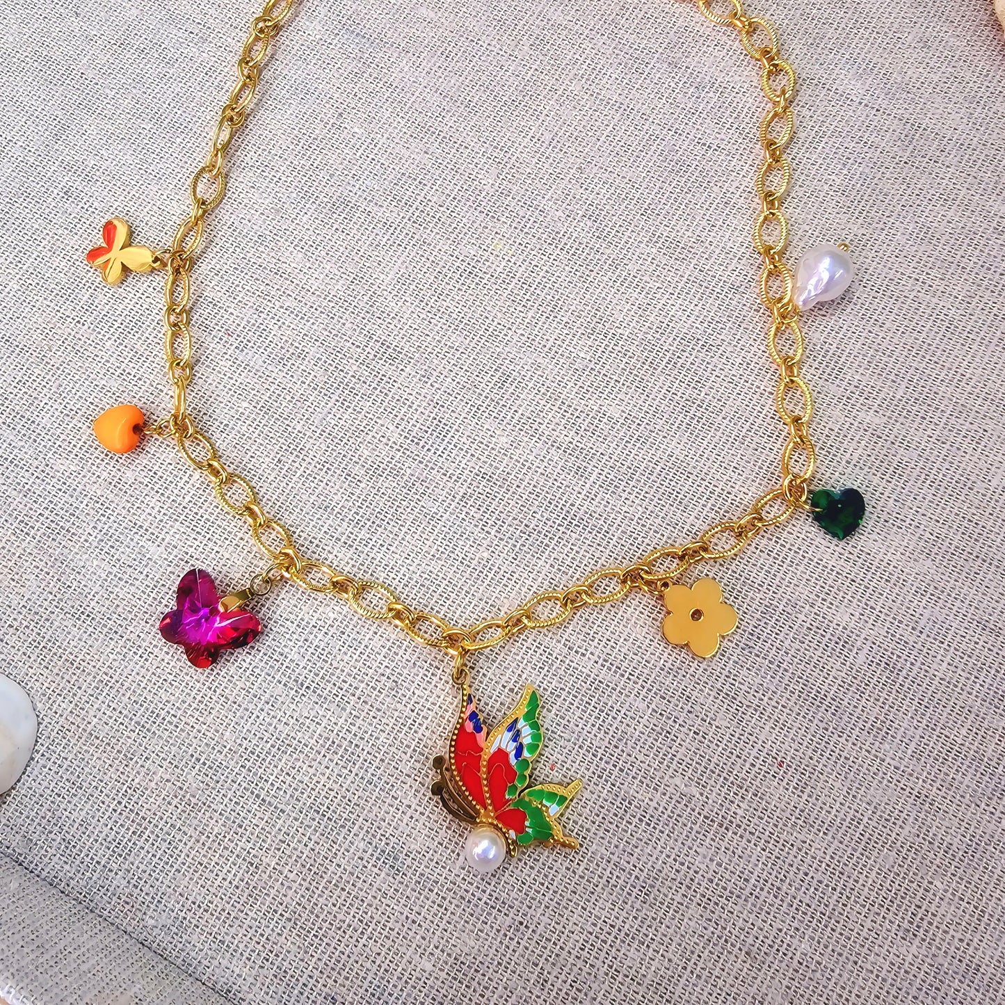 Whimsical Butterfly Garden Charm Necklace