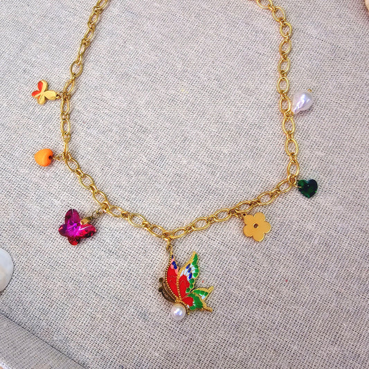Whimsical Butterfly Garden Charm Necklace