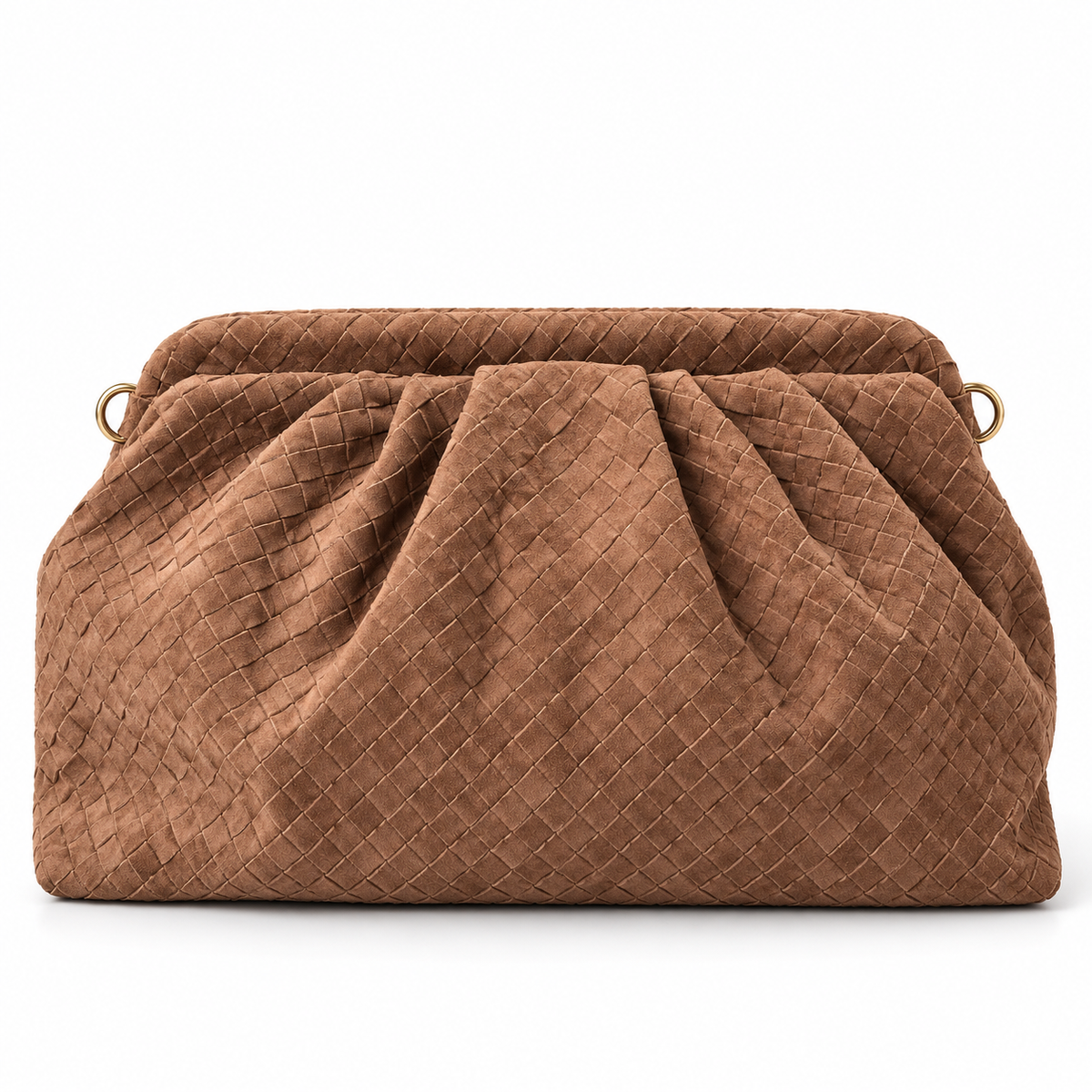 Woven Suede Shoulder Bag – Caramel