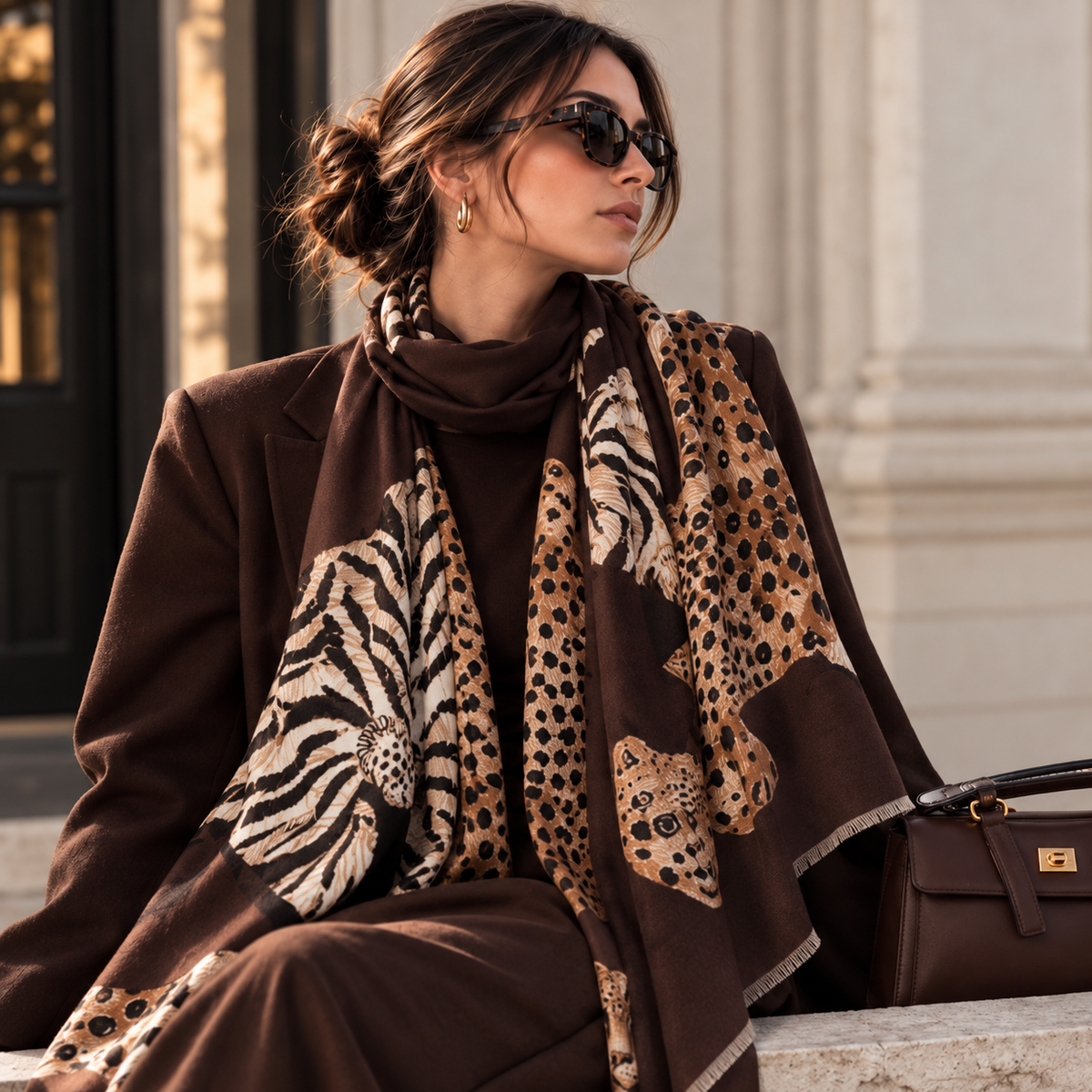 Mocha Wild Statement Scarf