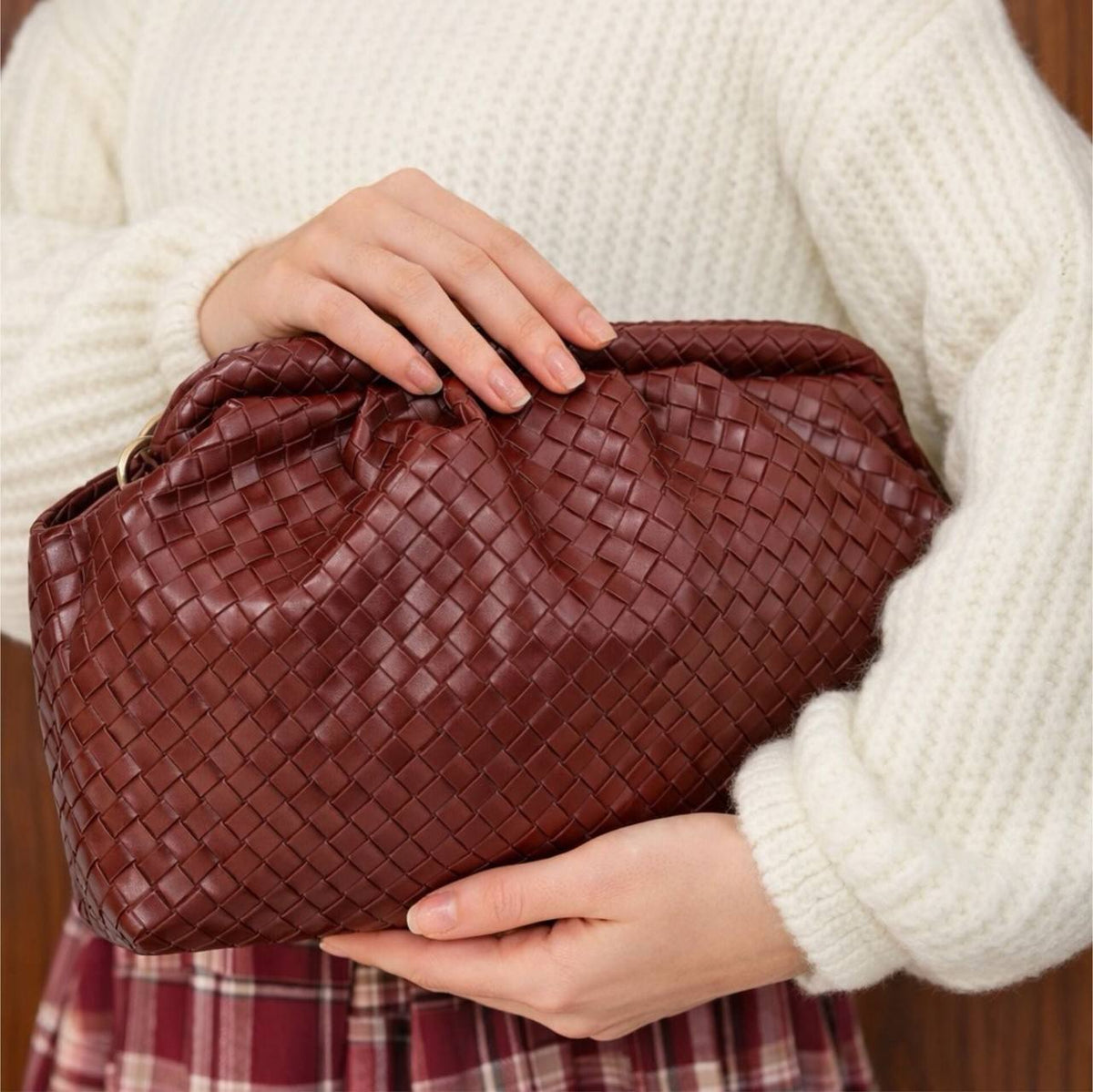 Bordeaux Woven Pouch Bag