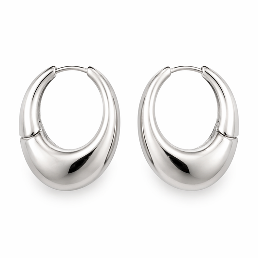 Gold- Plated Sculpted Silver Hoop Earrings