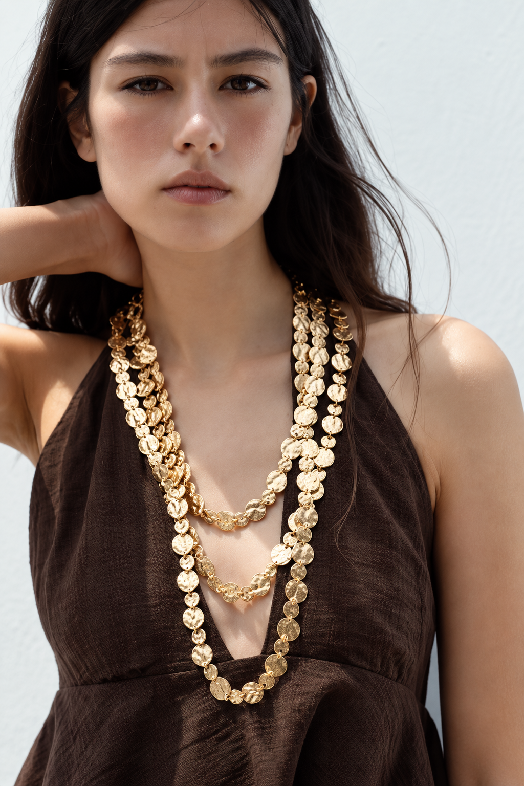 Golden Cascade Layered Necklace