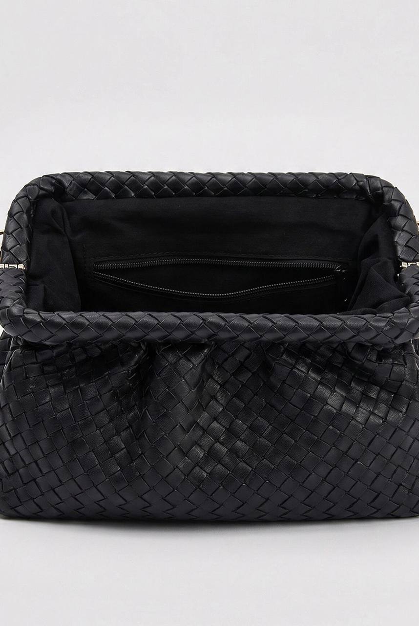 Noir Woven Pouch Bag