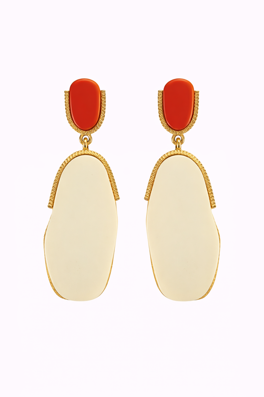 Coral & Ivory Statement Drop Earrings
