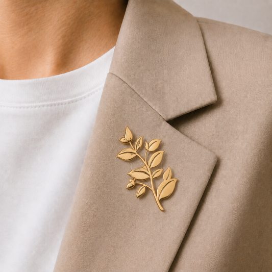 Golden Botanical Branch Brooch