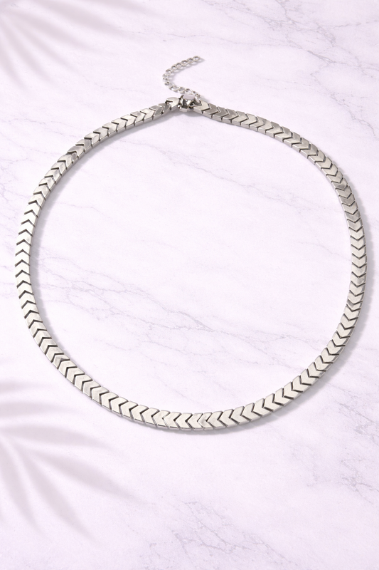Silver Chevron Statement Necklace