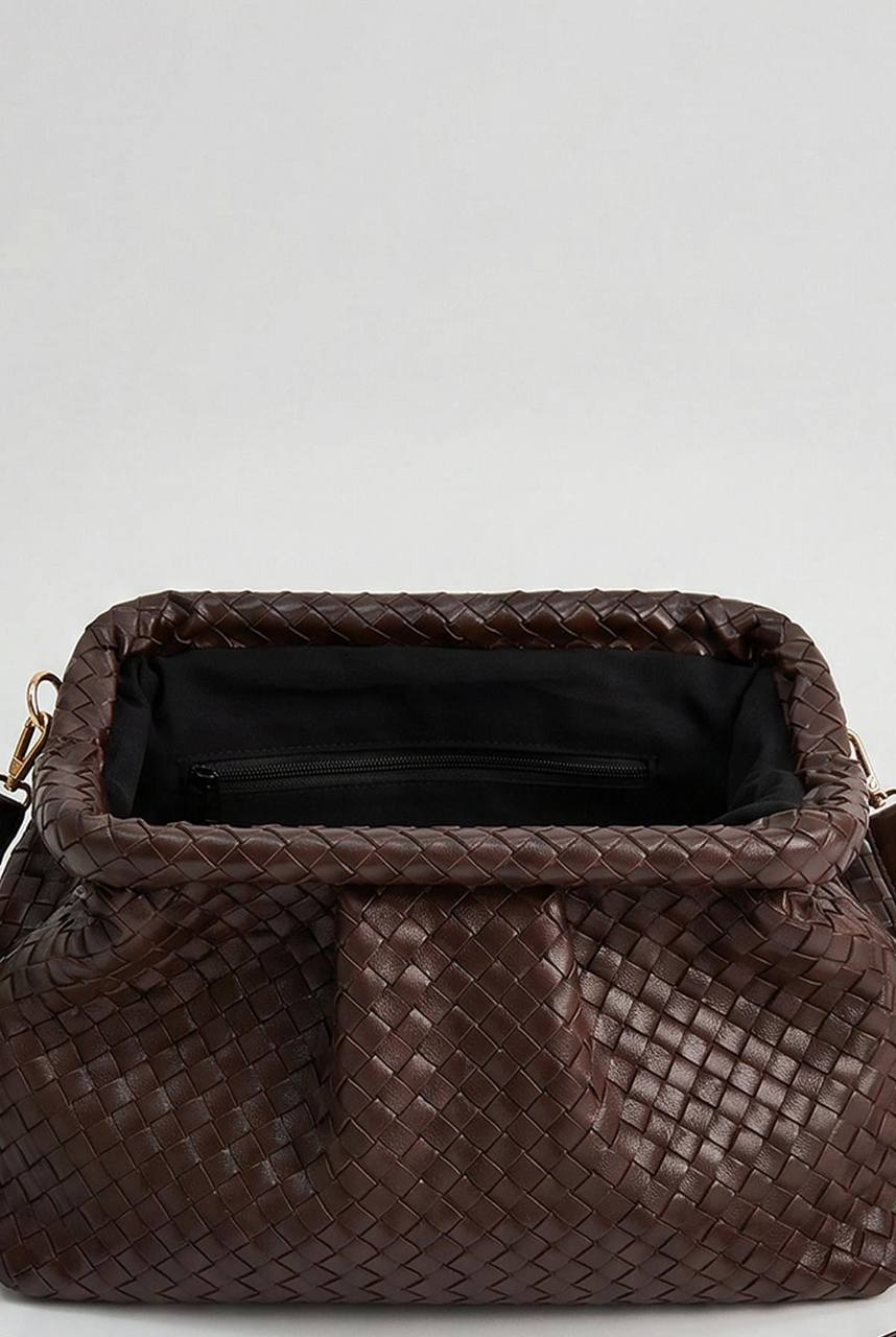 Chocolate Woven Slouch Bag