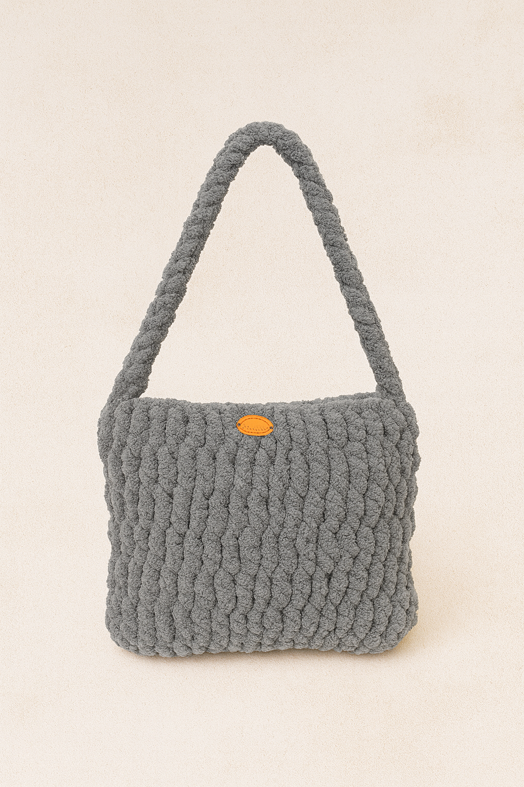 Handmade Grey Plush Crochet Bag