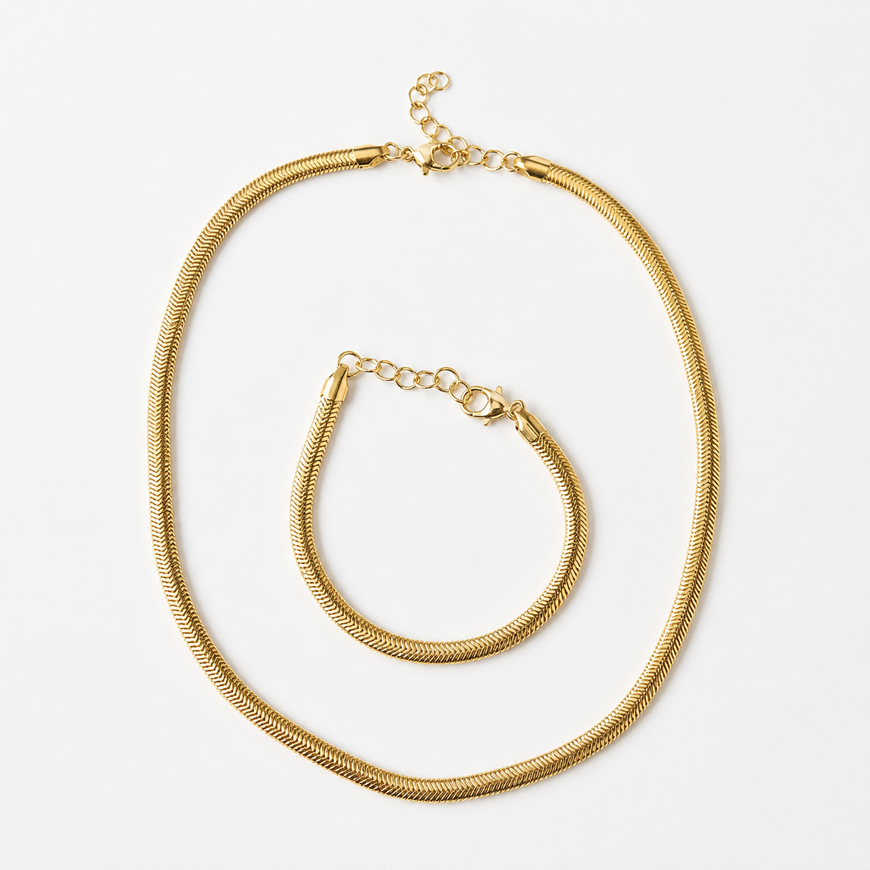 Luxe Herringbone Necklace & Bracelet Set