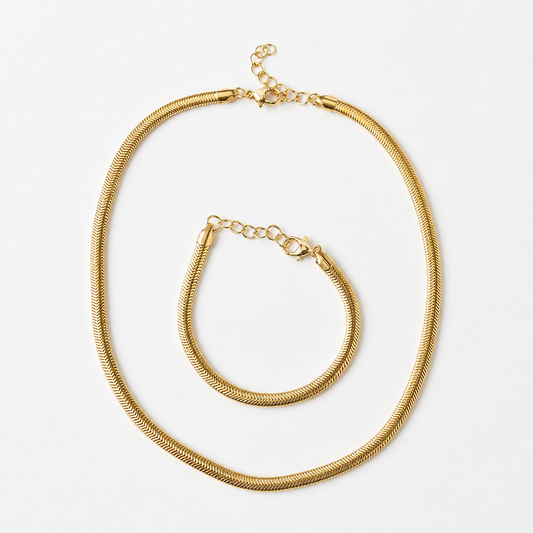 Luxe Herringbone Necklace & Bracelet Set