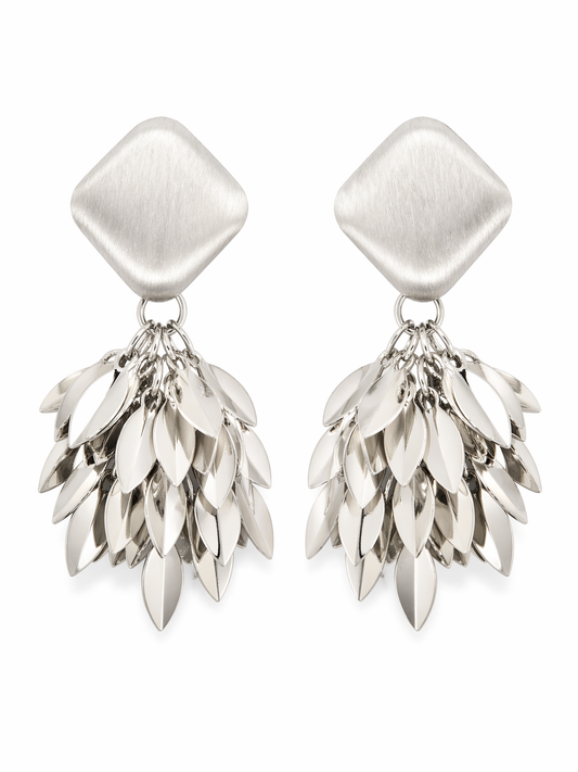 Silver Leaf Cascade Earrings