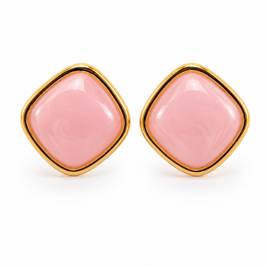 Blush Glow Square Stud Earrings