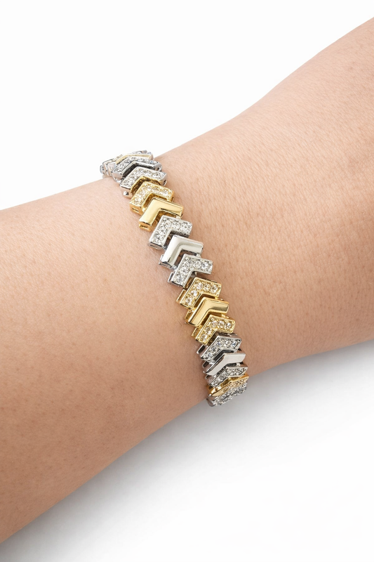 Chevron Luxe Waterproof Gold-Plated Bracelet – 17.5 cm