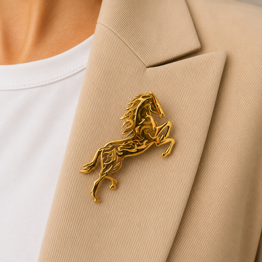 Rising Stallion Brooch – Gold