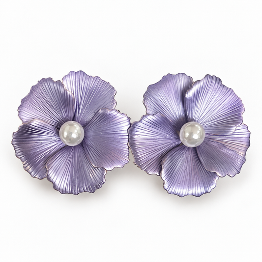 Lavender Bloom Pearl Earrings
