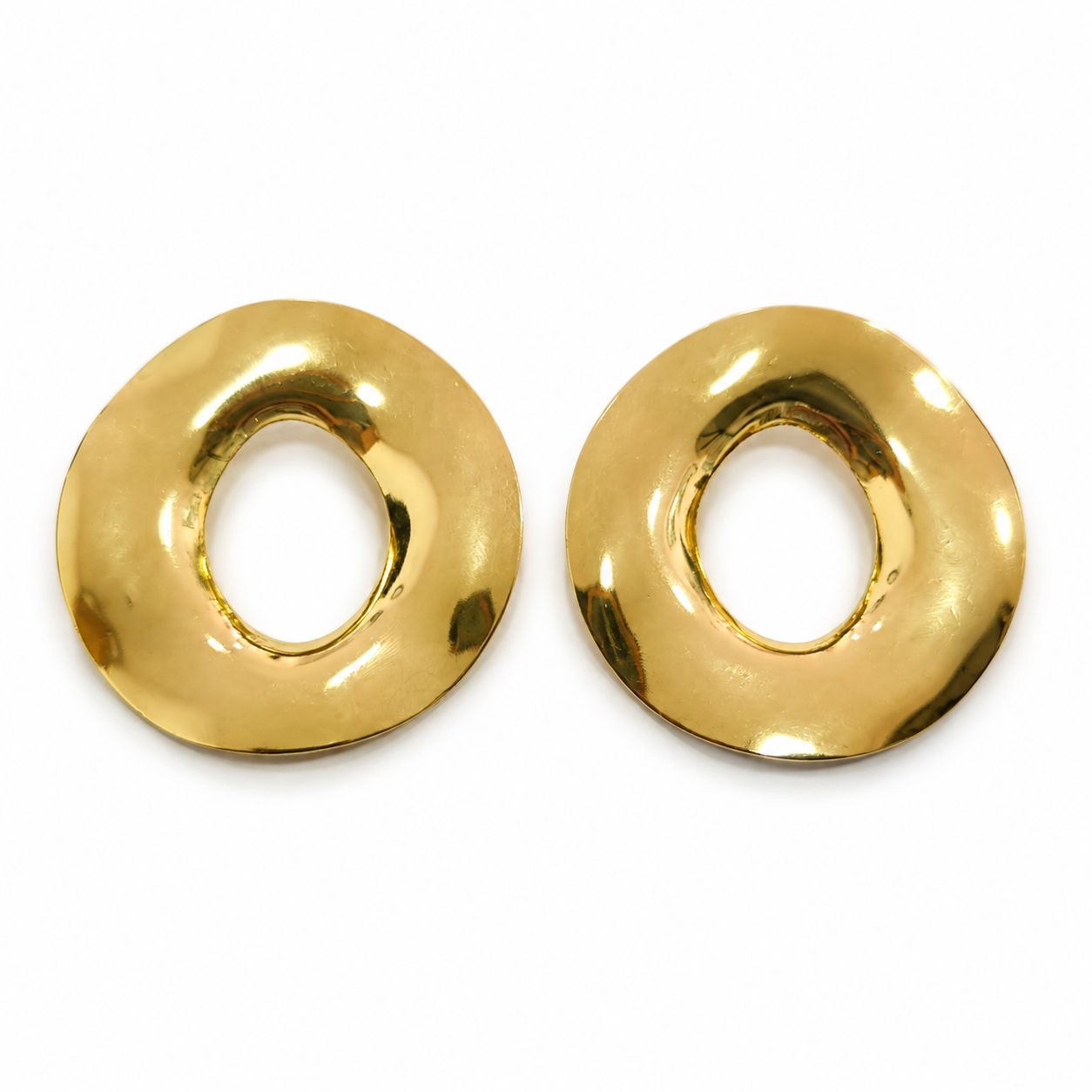 Sculpted Gold Oval Statement Earrings