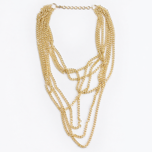Golden Cascade Multi-Layer Necklace