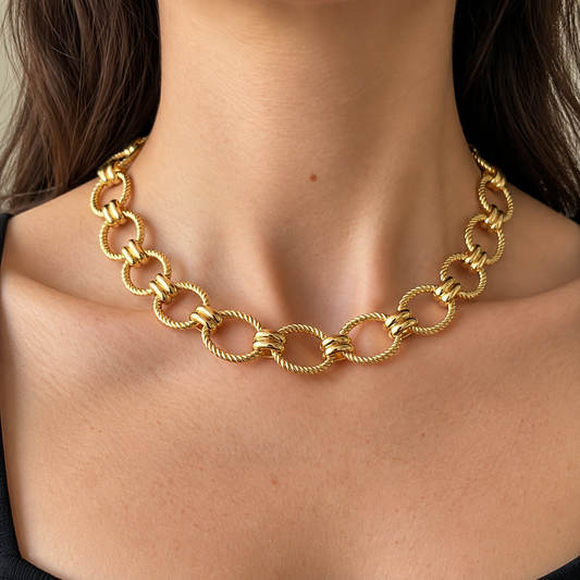 Golden Link Statement Necklace