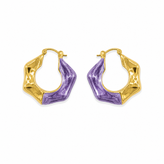 Lavender Mini Wave Hoop Earrings